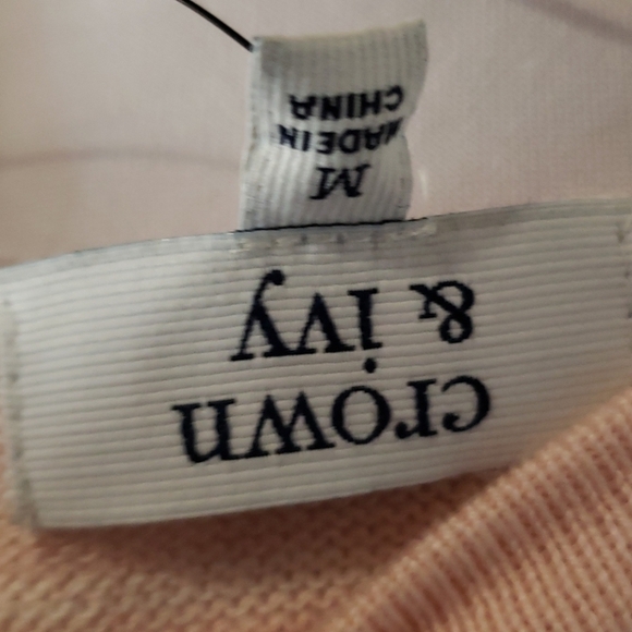 CROWN & Ivy Pink Striped Long Sleeve Sweater Nwt - Picture 7 of 8